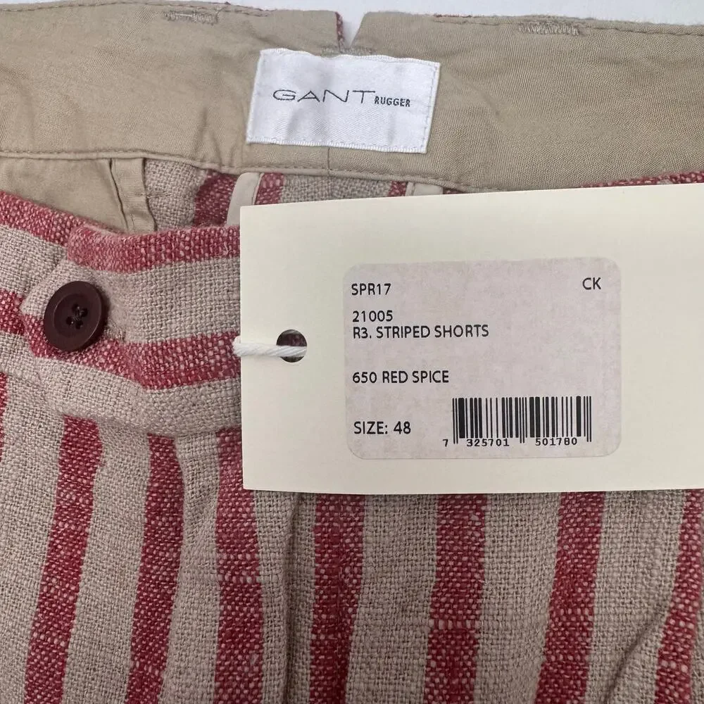 NWT Gant Rugger Linen Cotton Striped Shorts Men's Waist 33